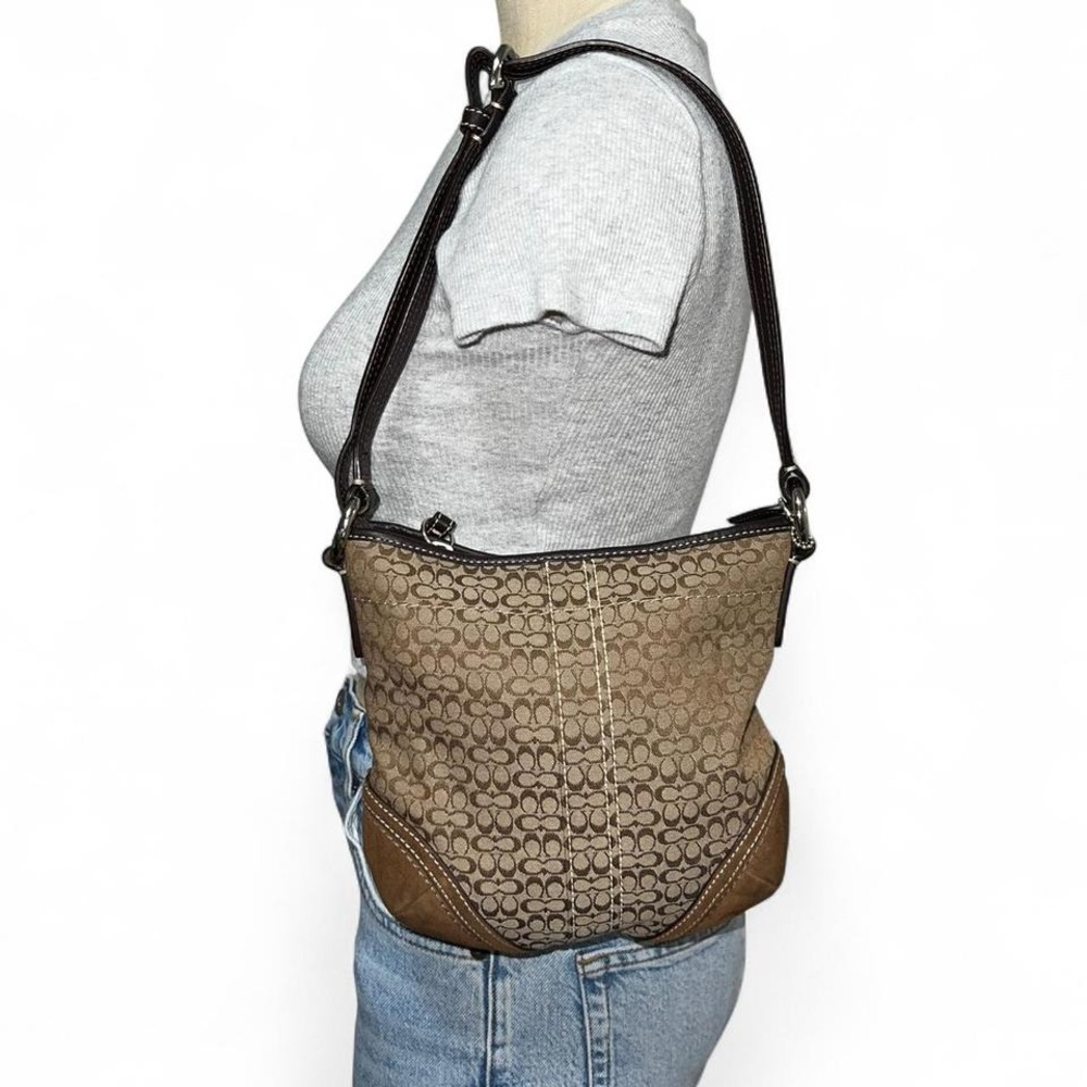 Coach Signature Canvas and Leather cross body Bag in brown and tan